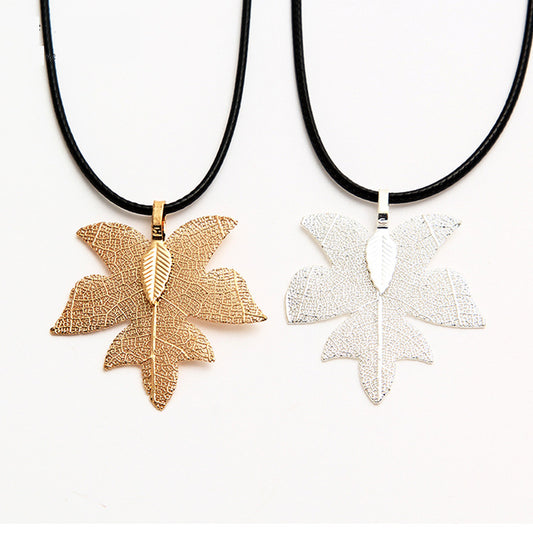 Fashion creative natural real leaf necklace