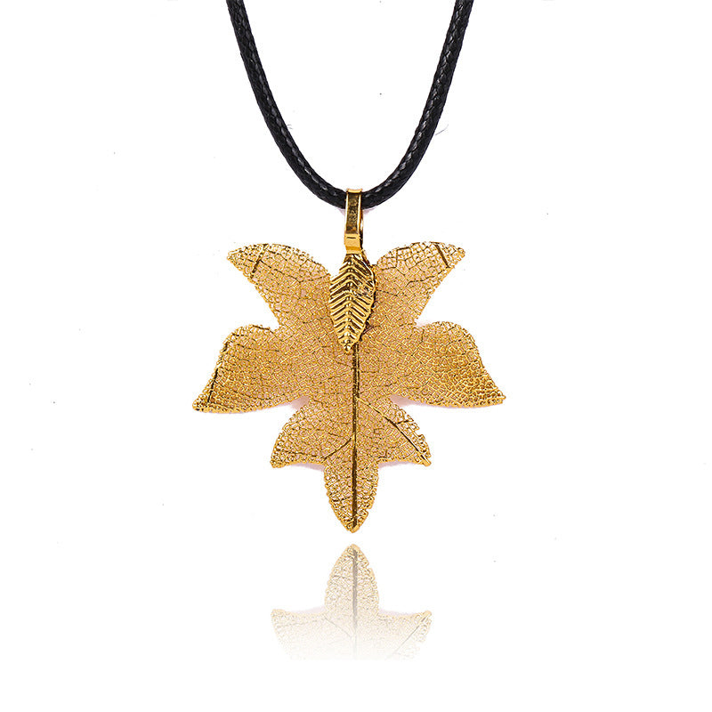 Fashion creative natural real leaf necklace