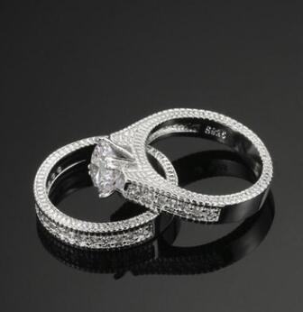 Luxury diamond platinum ring Zircon micro-plated
