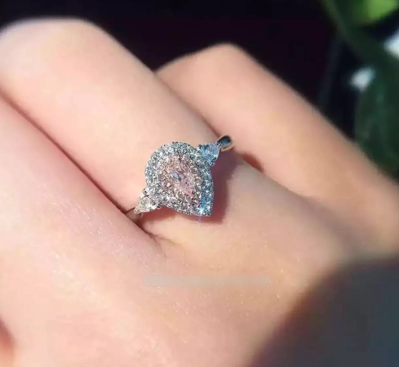 Gold drop-plated loose diamonds' ring, micro-inlaid diamonds ring(Size9-21)