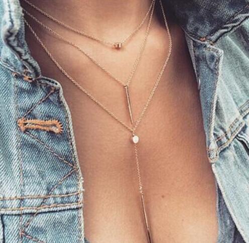 (Multiplicate styles in)Simple Temperament Metal Clavicle Chain Necklace